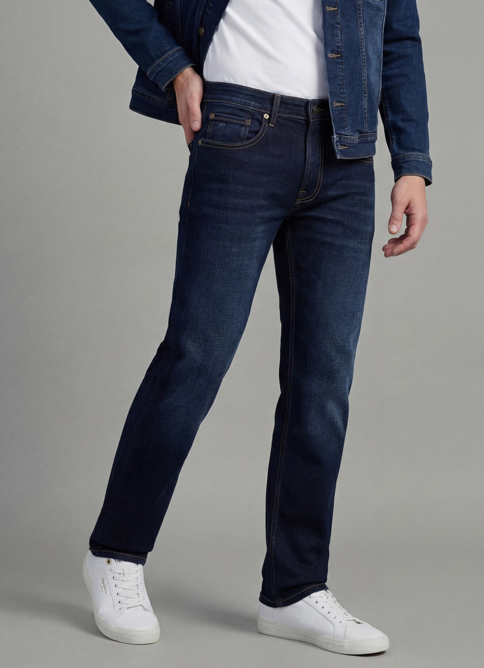 Men Blue Mid Rise Straight Jeans, , large image number 0