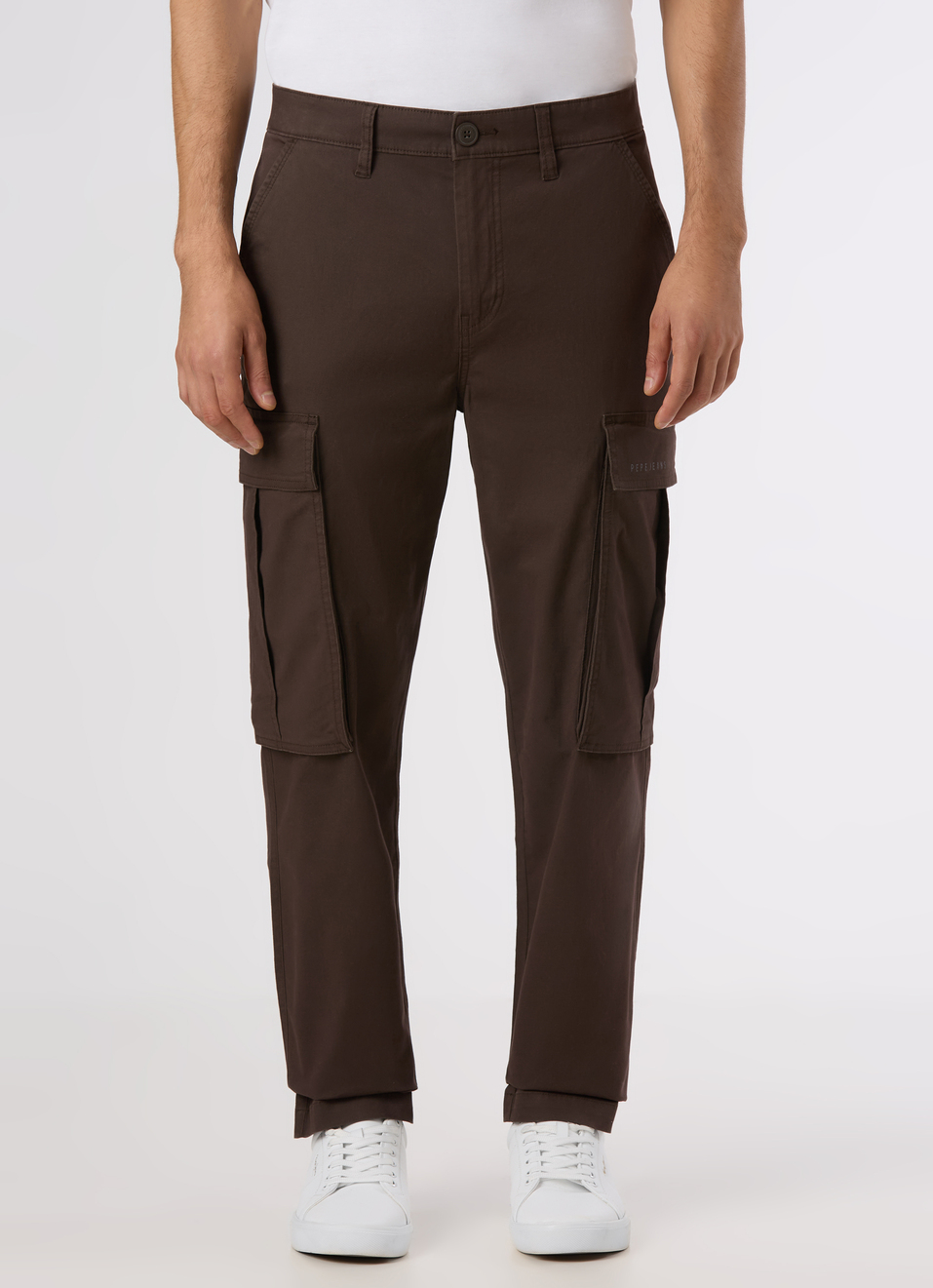 Men Brown Mid Rise Straight Fit Cargo Pants, , large image number 1