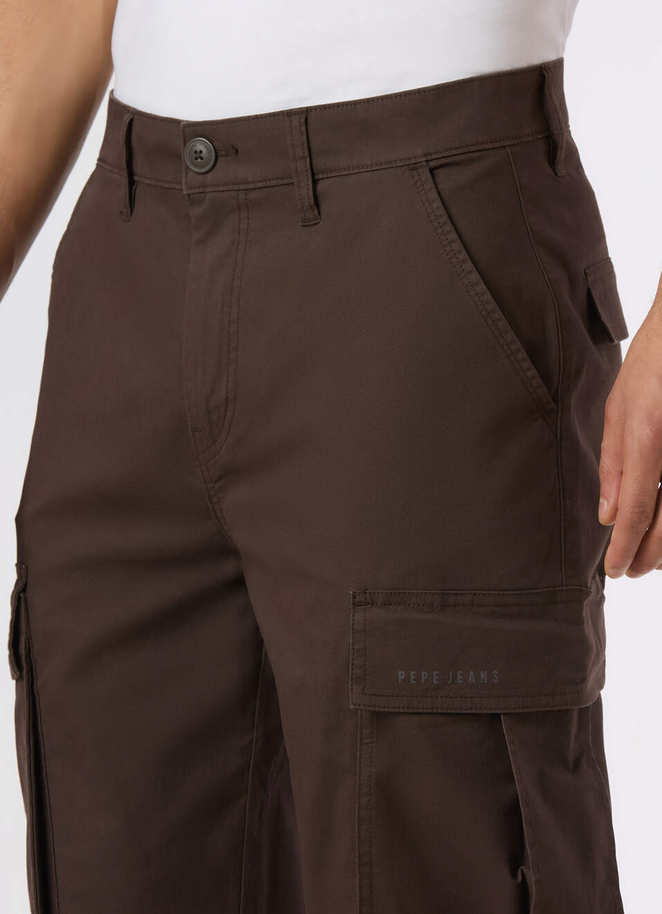 Men Brown Mid Rise Straight Fit Cargo Pants, , large image number 4