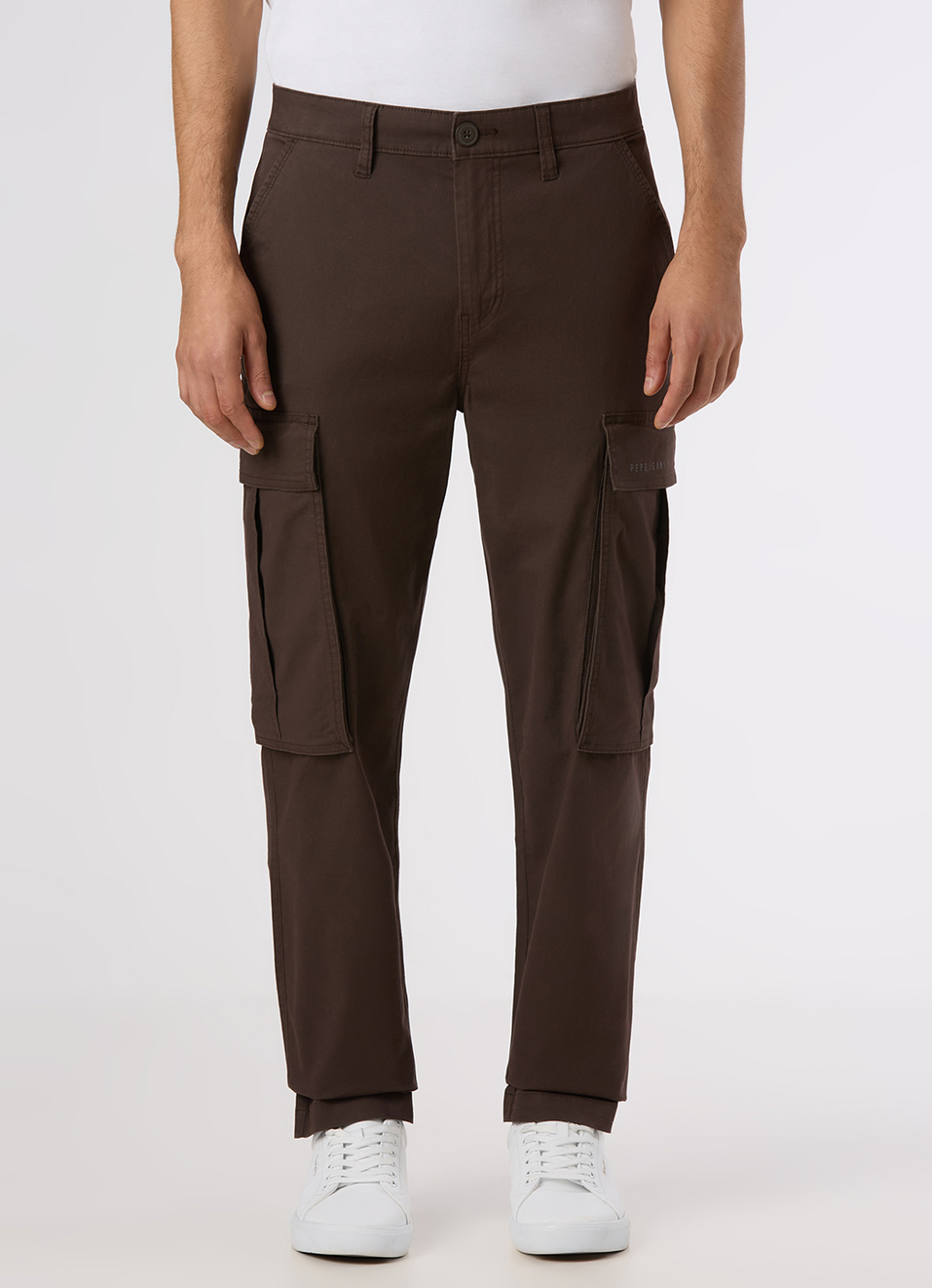 Men Brown Mid Rise Straight Fit Cargo Pants, , large image number 6