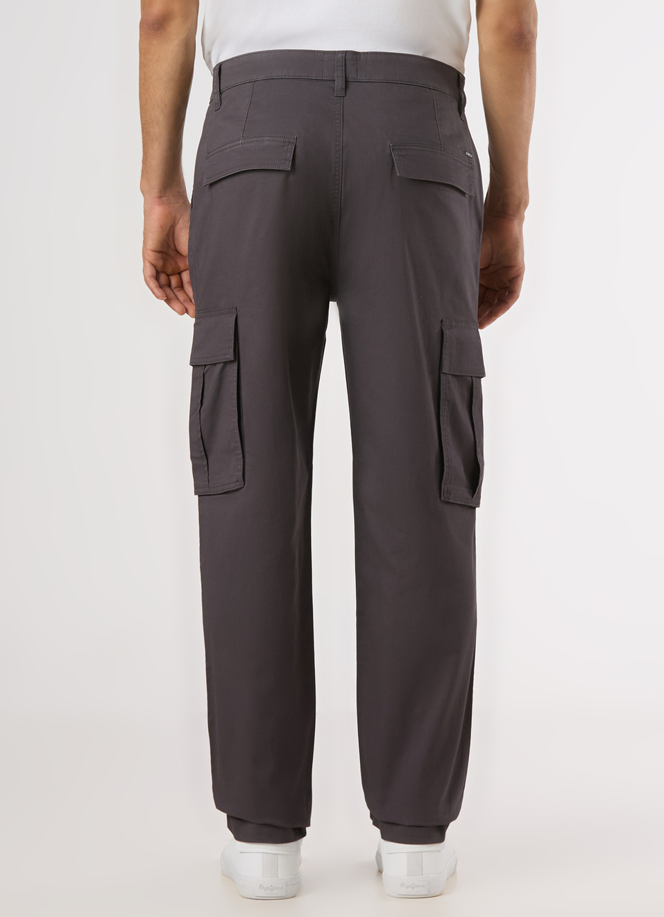 Men Grey Mid Rise Straight Fit Cargo Pants, , large image number 2