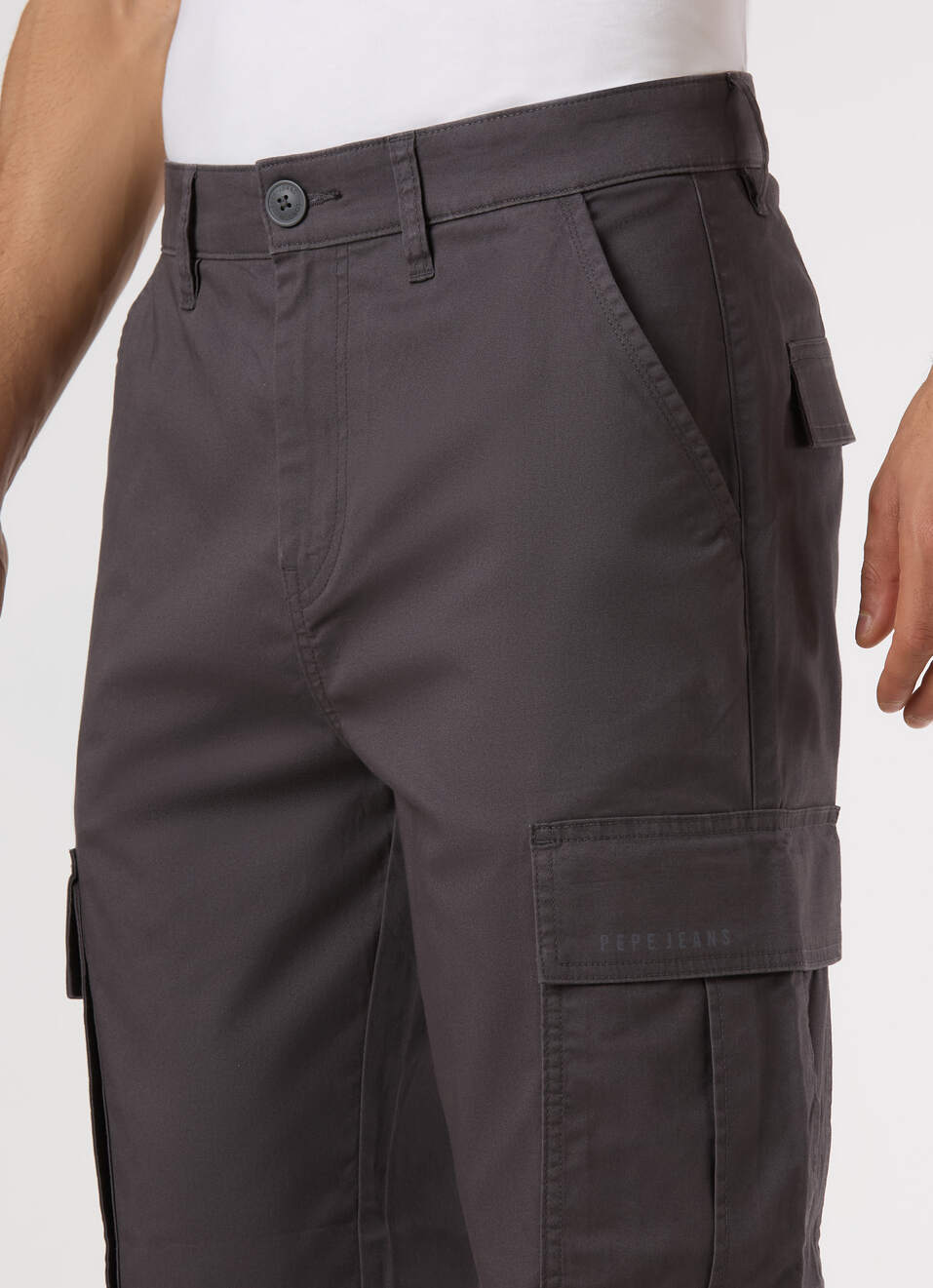 Men Grey Mid Rise Straight Fit Cargo Pants, , large image number 4