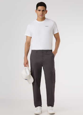 Men Grey Mid Rise Straight Fit Cargo Pants