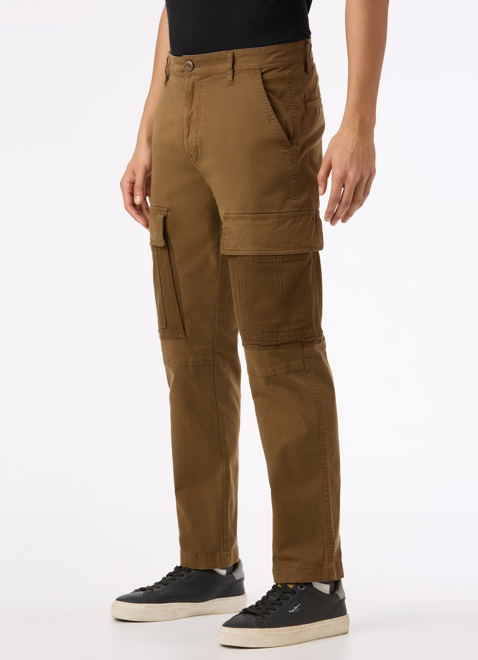 Men Brown Overdyed Mid Rise Utility Stretch Cargo Pants, , large image number 3