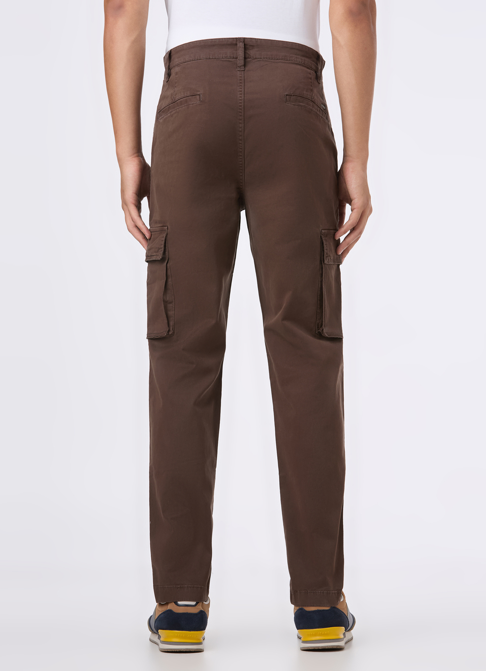 Men  Brown Overdyed Mid Rise Utility Stretch Cargo Pants, , large image number 2