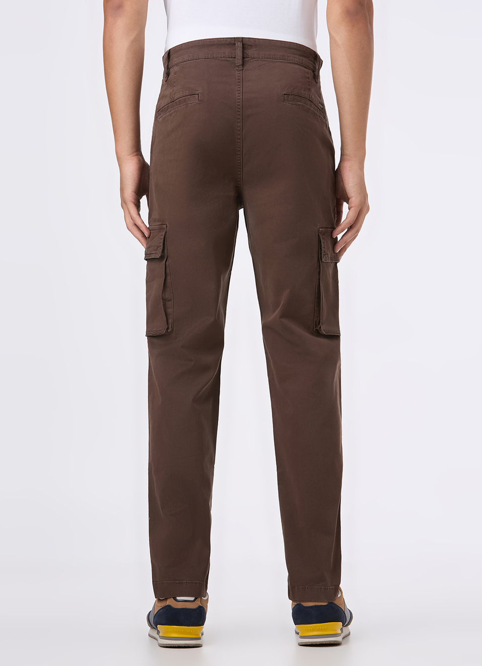 Men Brown Overdyed Mid Rise Utility Stretch Cargo Pants, , large image number 4