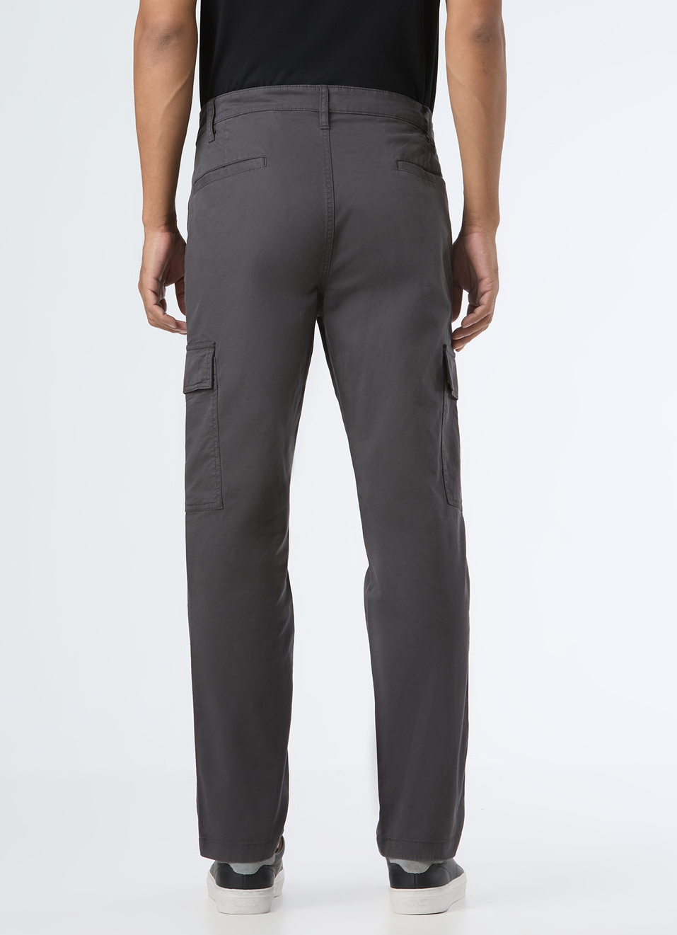 Men Grey Mid Rise Straight Fit Cargo Pant, , large image number 2