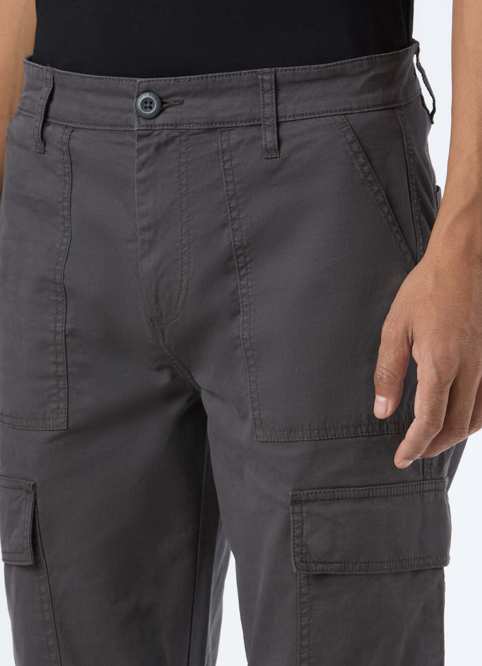 Men Grey Mid Rise Straight Fit Cargo Pant, , large image number 4