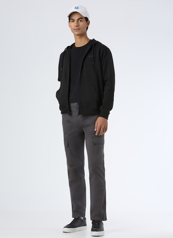 Men Grey Mid Rise Straight Fit Cargo Pant