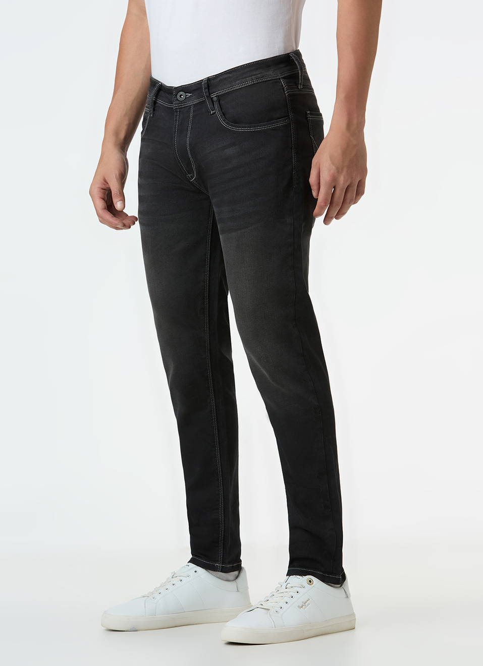Men Black Skinny Fit Ankle-length Gymindigo Jeans, , large image number 4