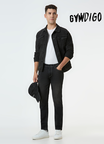 Men Black Skinny Fit Ankle-length Gymindigo Jeans