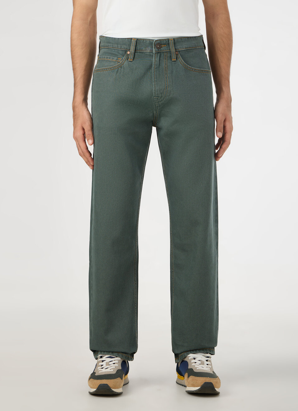 Men Green Baggy Fit Mid Rise Tapered Leg Jeans, , large image number 1