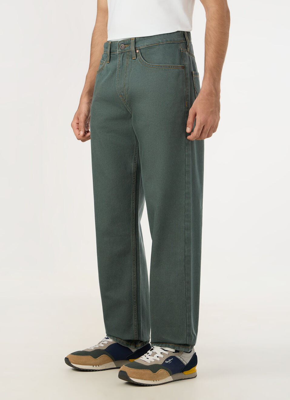 Men Green Baggy Fit Mid Rise Tapered Leg Jeans, , large image number 3