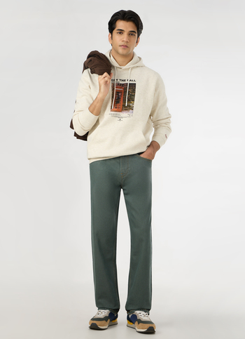 Men Green Baggy Fit Mid Rise Tapered Leg Jeans