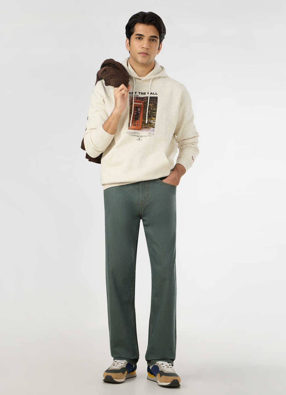 Men Green Baggy Fit Mid Rise Tapered Leg Jeans, , large image number 0