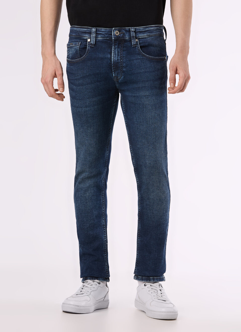 Men Blue Mid Rise Slim Fit Powerflex Jeans, , large image number 1