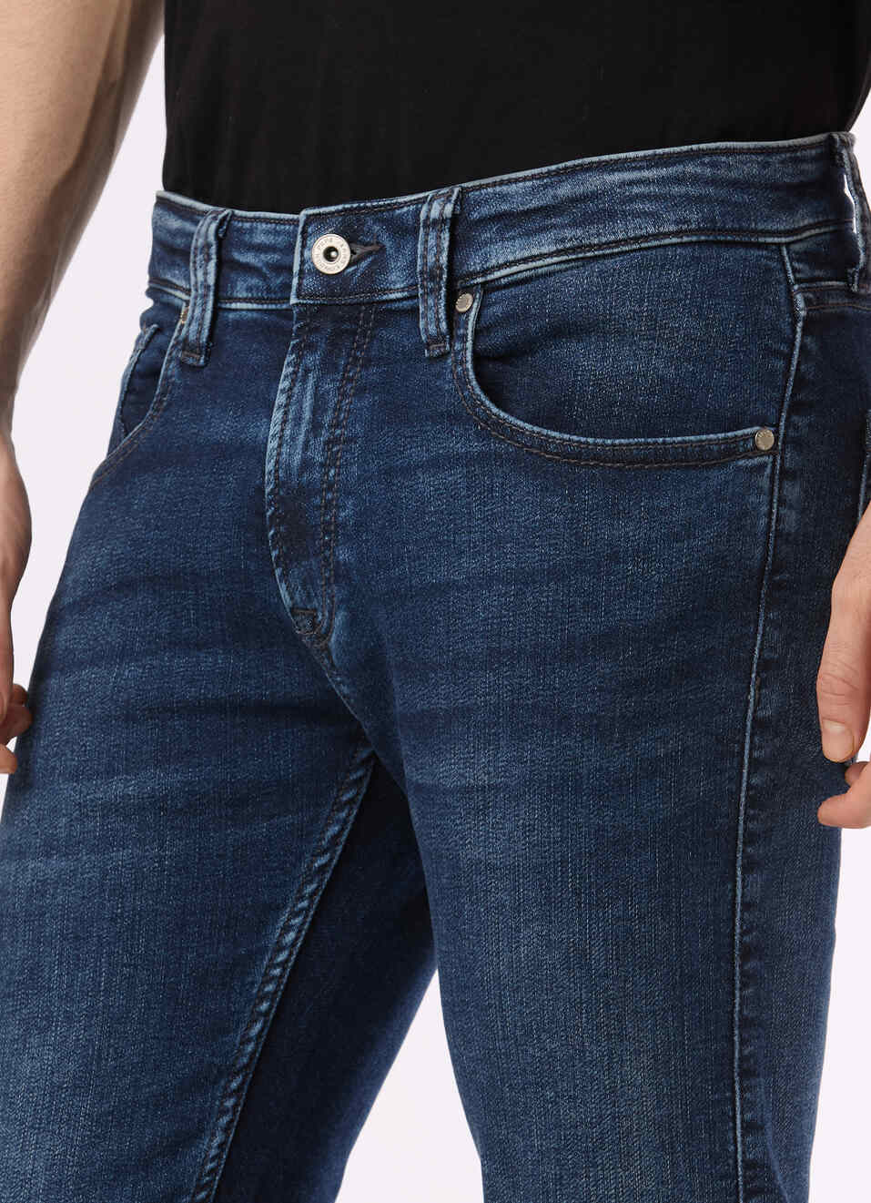 Men Blue Mid Rise Slim Fit Powerflex Jeans, , large image number 4