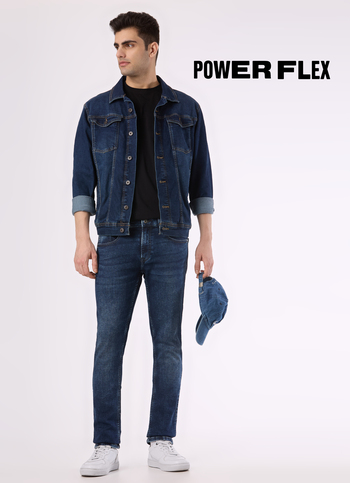Men Blue Mid Rise Slim Fit Powerflex Jeans