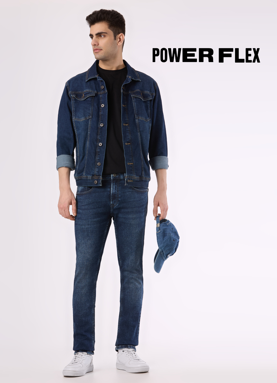 Men Blue Mid Rise Slim Fit Powerflex Jeans, , large image number 0