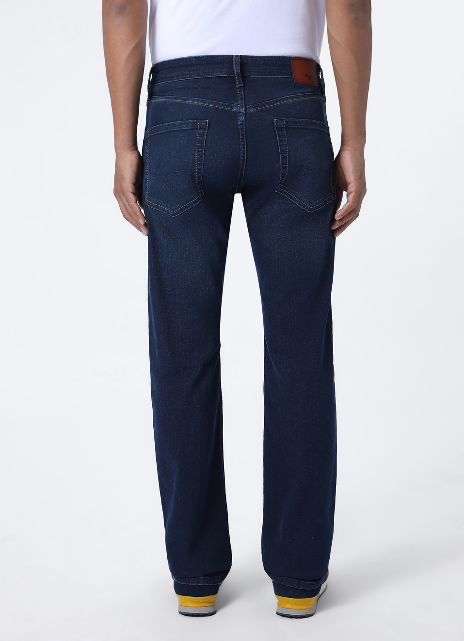 Men Mid Rise Dark Blue Straight Fit Stretchable Jeans, , large image number 2