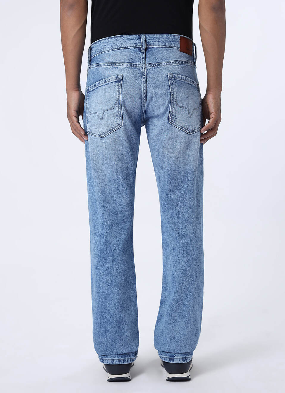 Men Mid Rise Light Blue Straight Fit Stretchable Jeans, , large image number 3