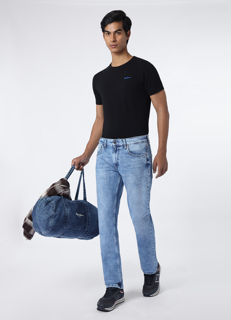 Men Mid Rise Light Blue Straight Fit Stretchable Jeans, , large image number 6