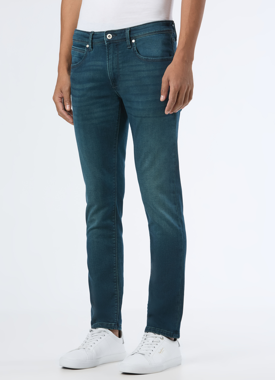Men Green Low Rise Slim Fit Tapered Leg Stretchable Jeans, , large image number 3