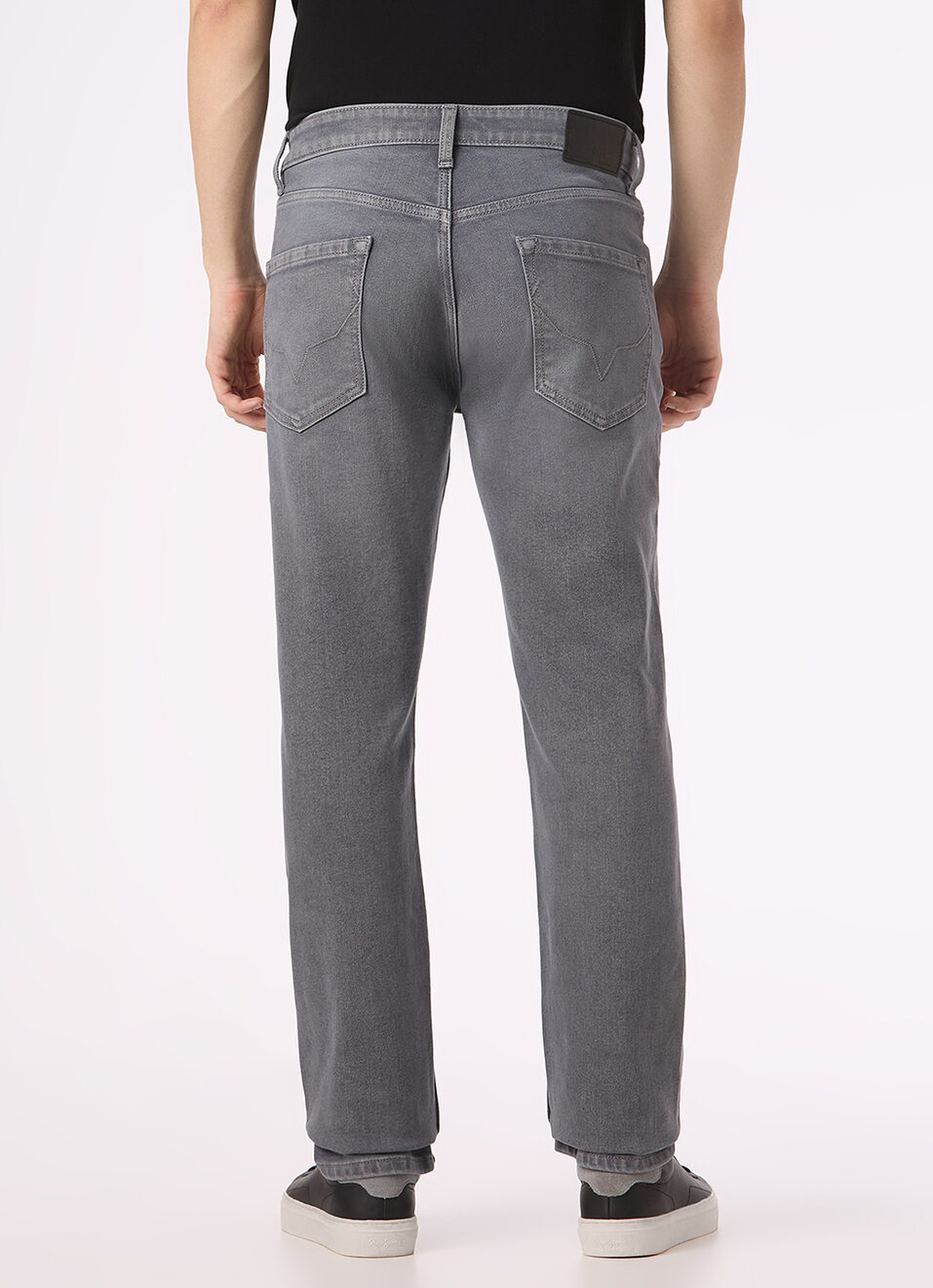 Men Grey Mid Rise Straight Fit Stretchable Jeans, , large image number 1