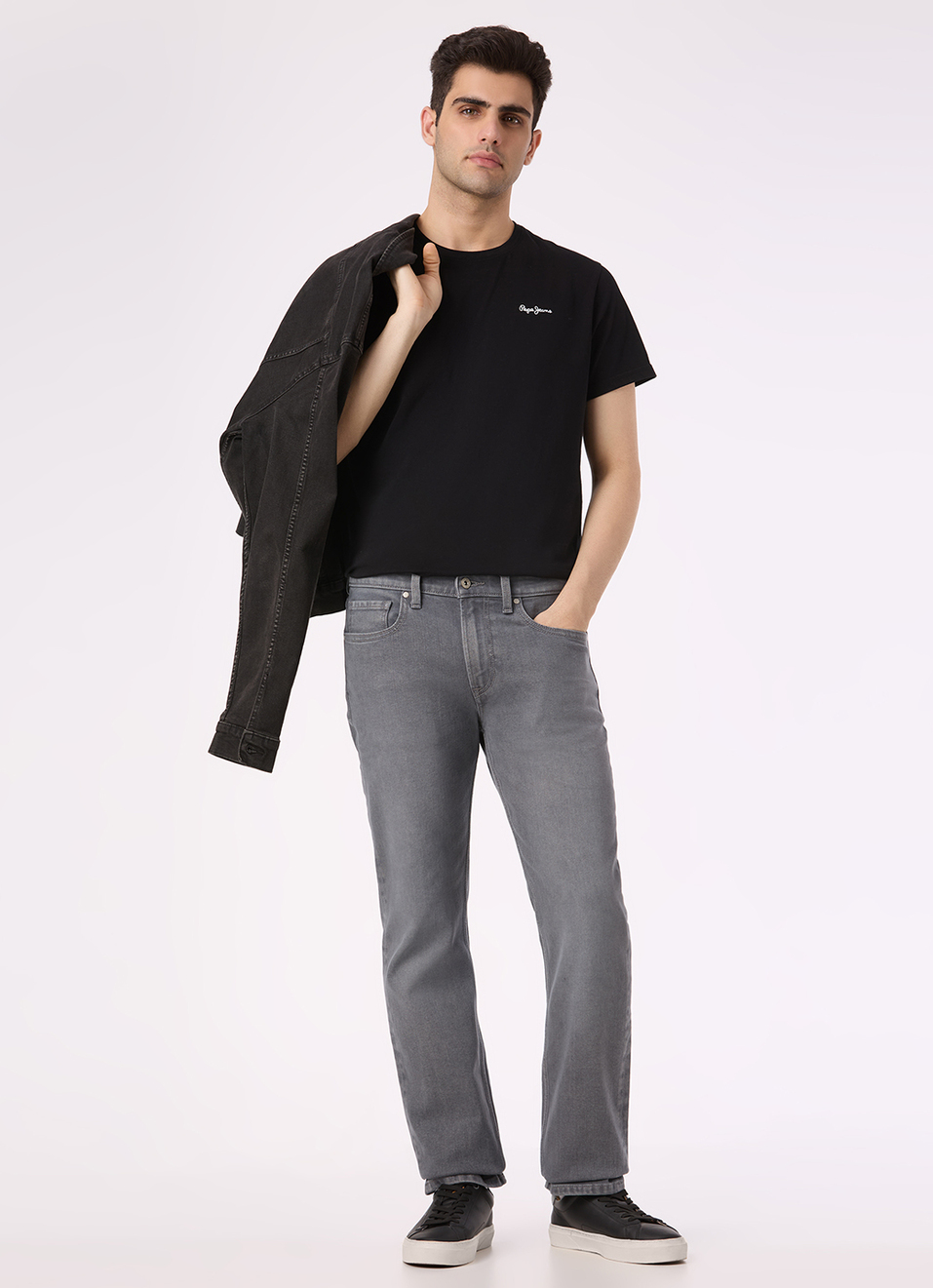 Men Grey Mid Rise Straight Fit Stretchable Jeans, , large image number 3