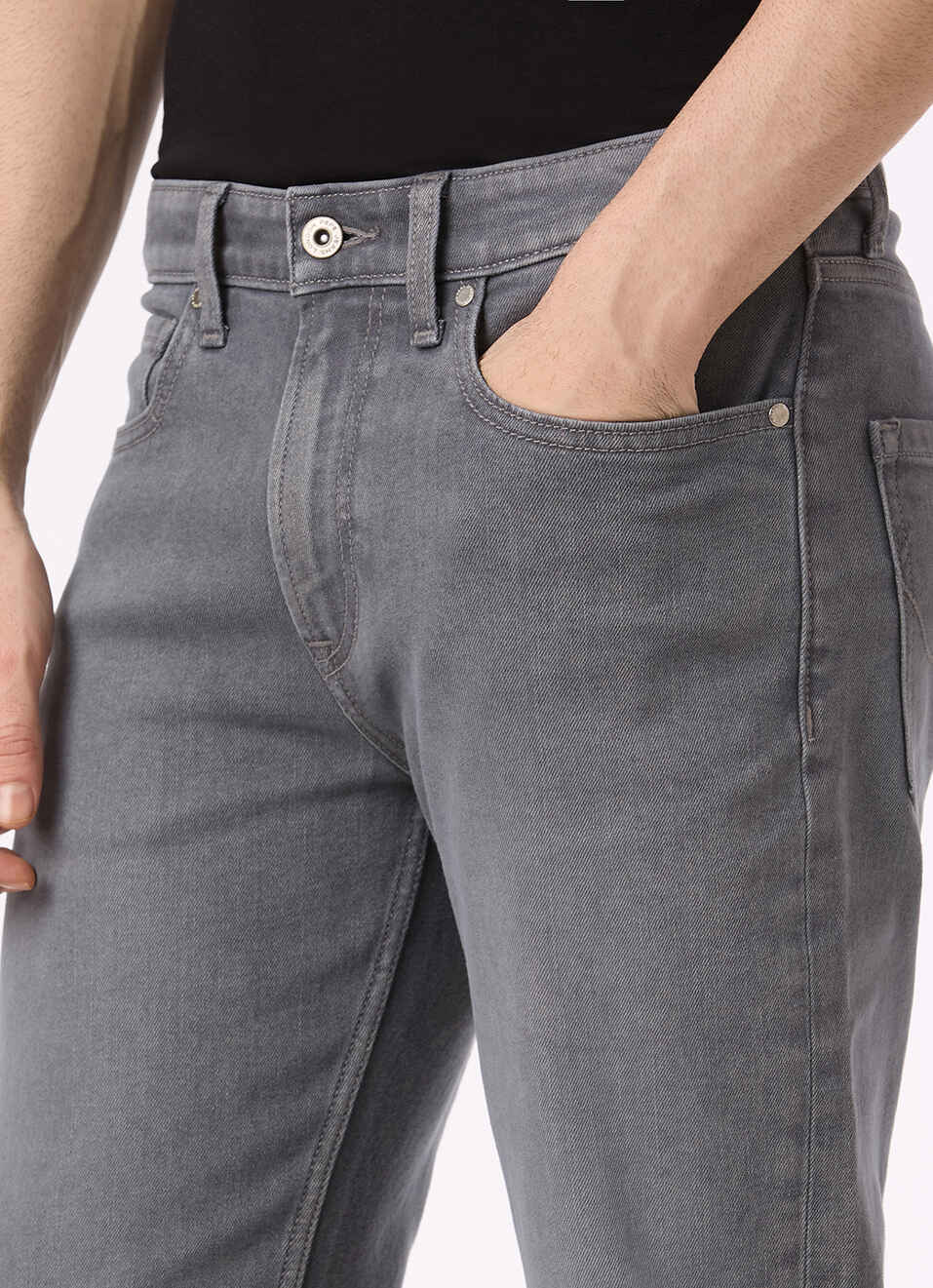 Men Grey Mid Rise Straight Fit Stretchable Jeans, , large image number 4