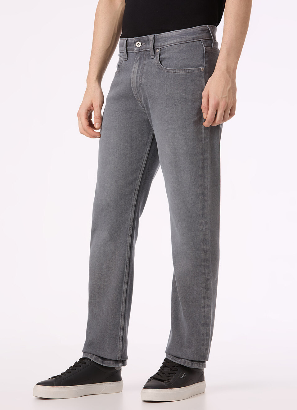 Men Grey Mid Rise Straight Fit Stretchable Jeans, , large image number 4