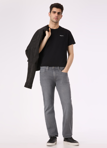 Men Grey Mid Rise Straight Fit Stretchable Jeans