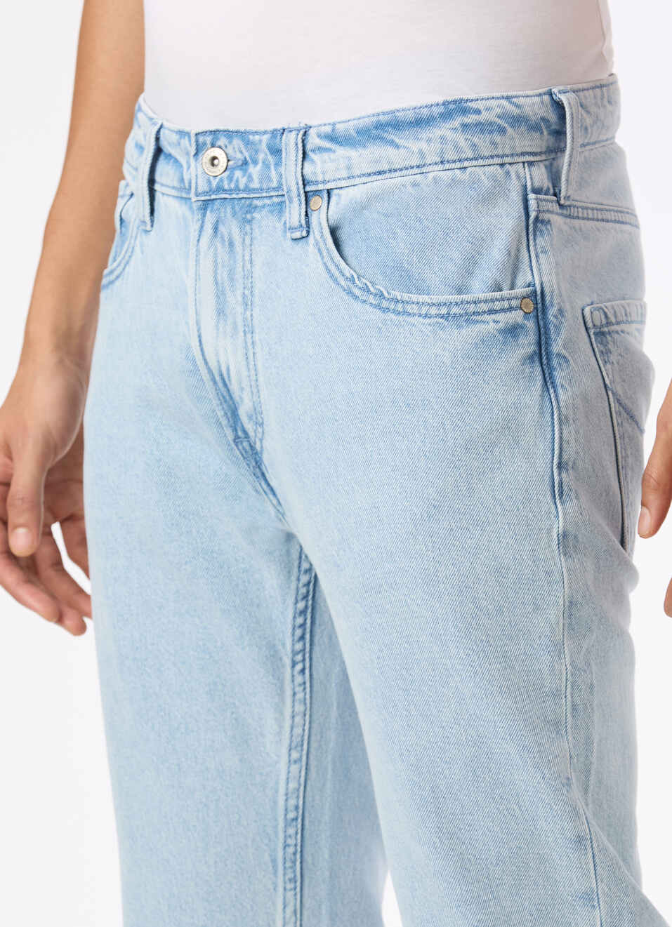 Men Light Blue Mid Rise Straight Fit Jeans, , large image number 4
