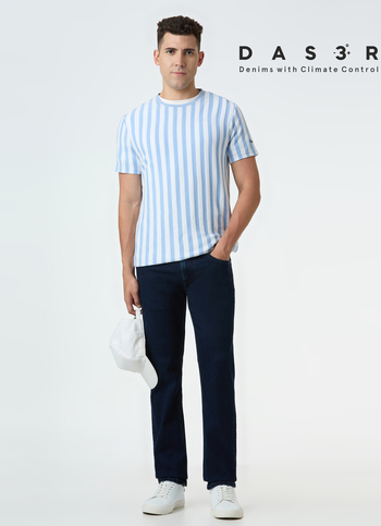 Men Navy Blue Mid Rise Slim Fit Stretchable Jeans