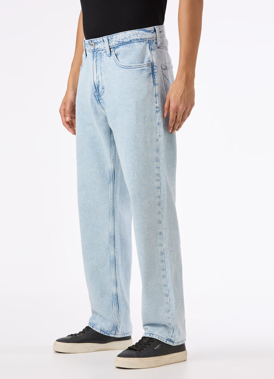 Men Light Blue Mid Rise Baggy Fit Tapered Jeans, , large image number 3