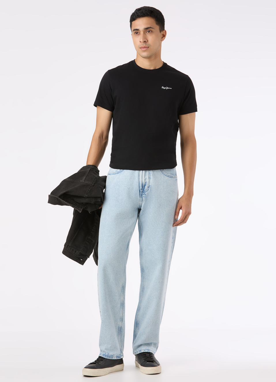 Men Light Blue Mid Rise Baggy Fit Tapered Jeans, , large image number 0