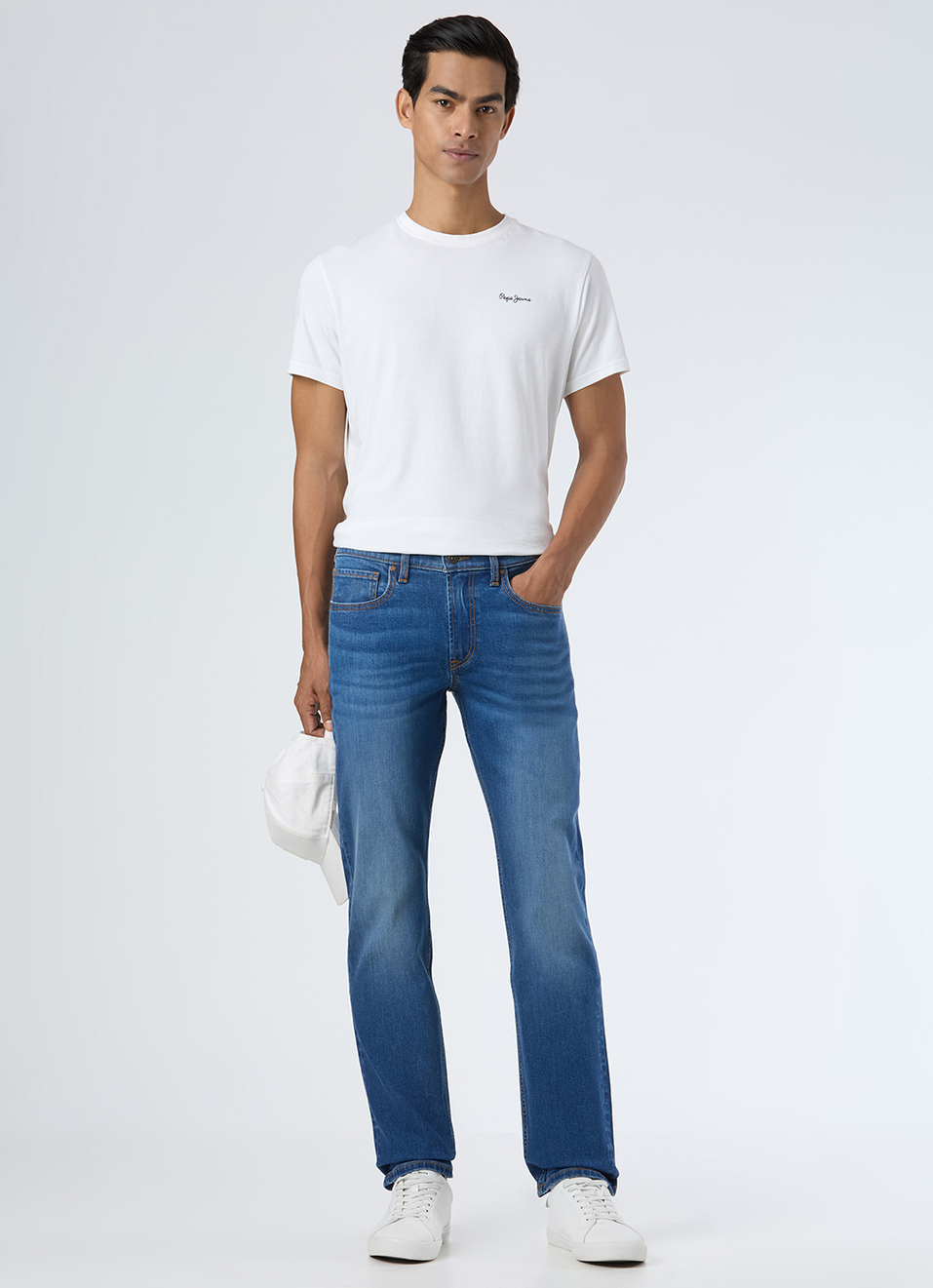 Men Blue Mid Rise Straight Fit Stretchable Jeans, , large image number 1