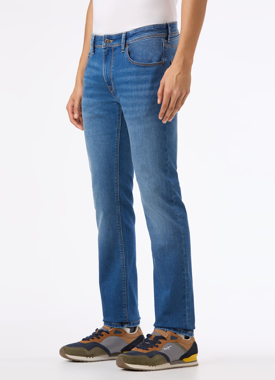 Men Blue Mid Rise Slim Fit Powerflex Jeans, , large image number 3