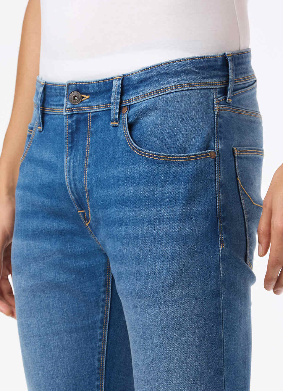 Men Blue Mid Rise Slim Fit Powerflex Jeans, , large image number 4