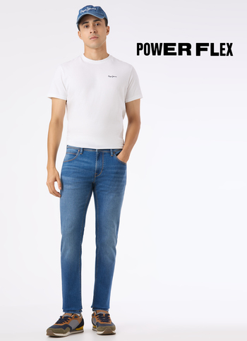 Men Blue Mid Rise Slim Fit Powerflex Jeans