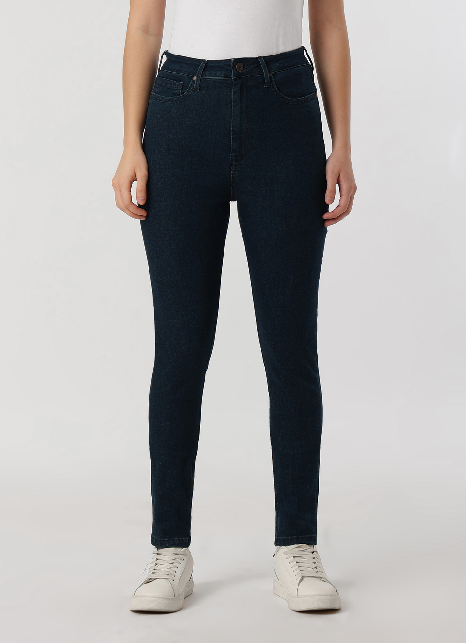 Women Dark Blue High Rise Skinny Fit Jeans, , large image number 1