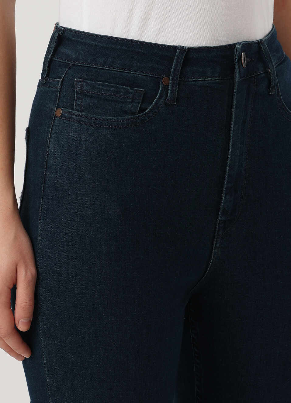 Women Dark Blue High Rise Skinny Fit Jeans, , large image number 4