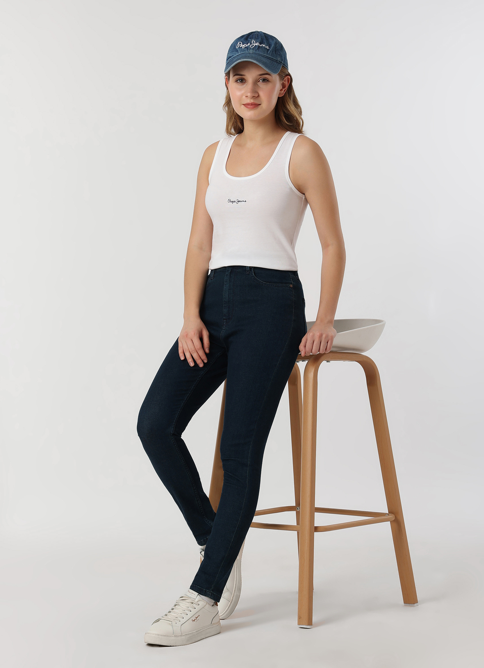 Women Dark Blue High Rise Skinny Fit Jeans, , large image number 5