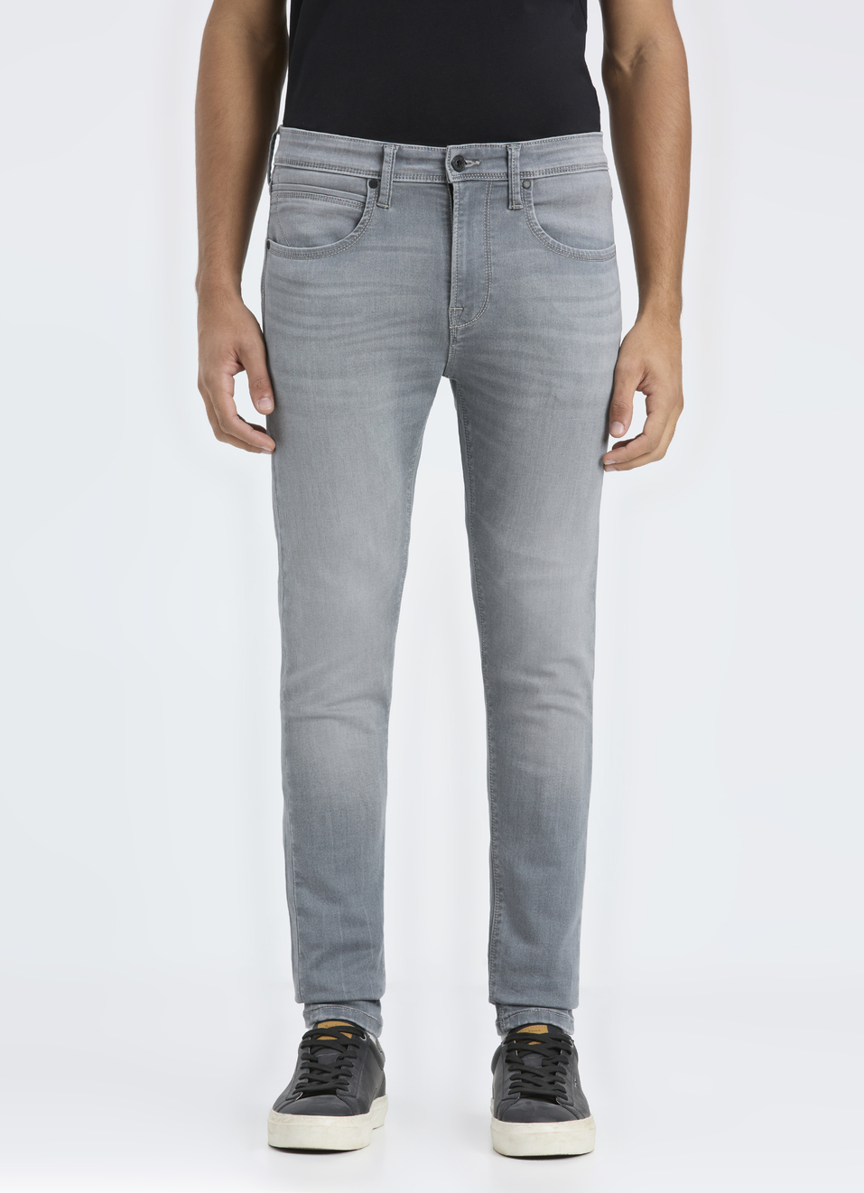 Men Grey Mid Rise Slim Fit Gymindigo Jeans, , large image number 1