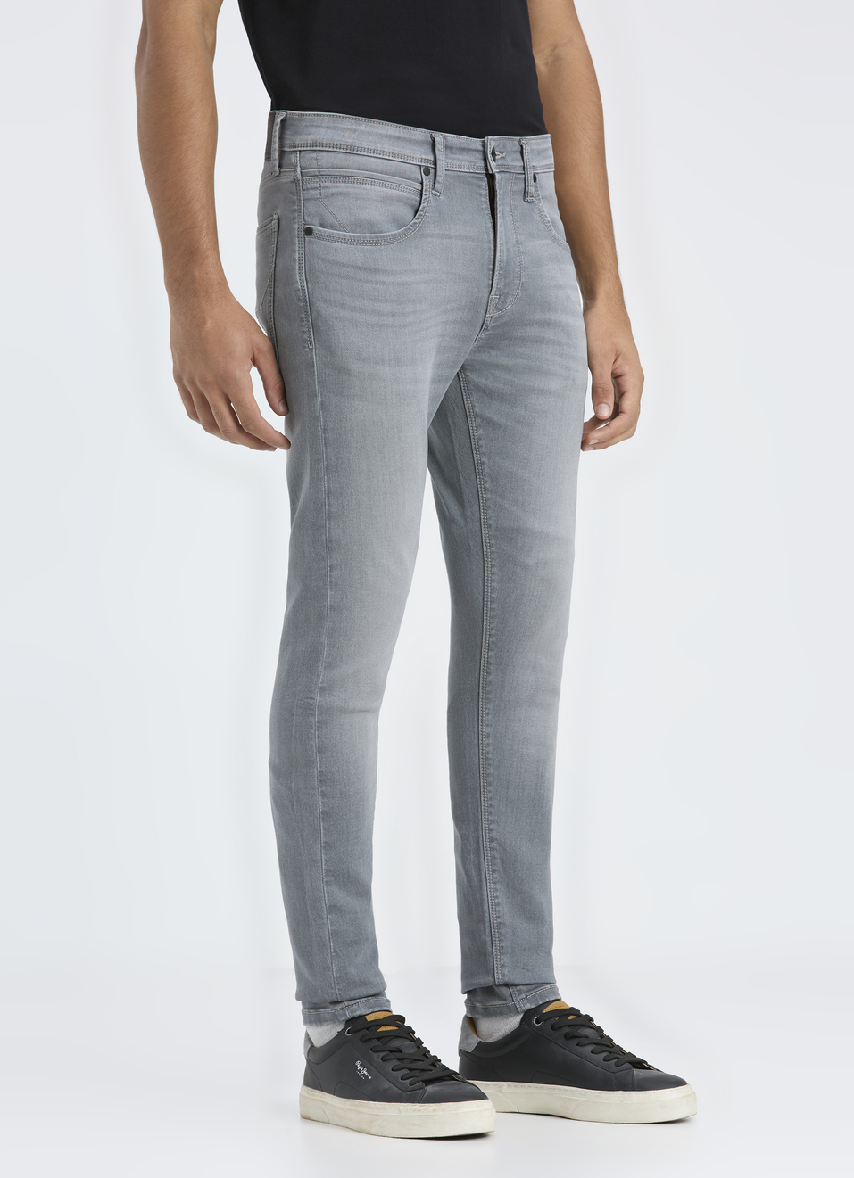 Men Grey Mid Rise Slim Fit Gymindigo Jeans, , large image number 3