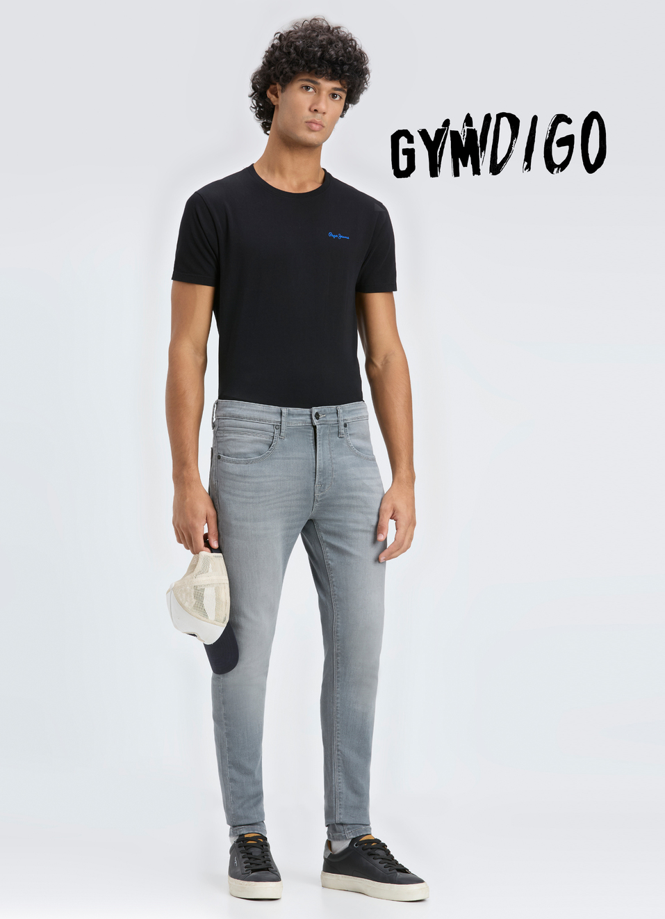 Men Grey Mid Rise Slim Fit Gymindigo Jeans, , large image number 0