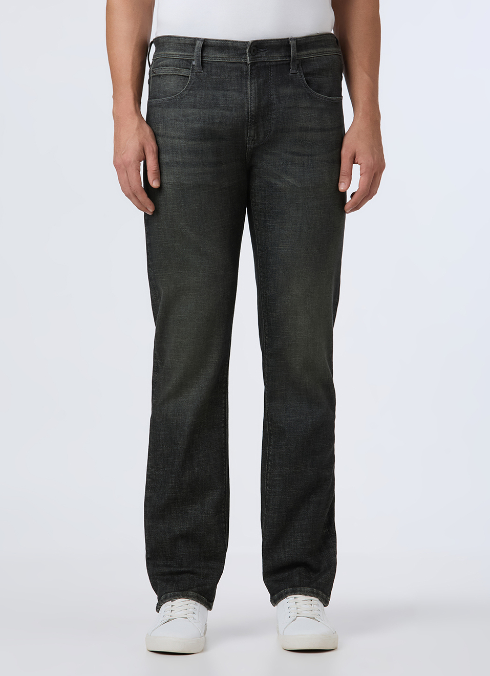 Men Black Mid Rise Straight Fit Powerflex Jeans, , large image number 1