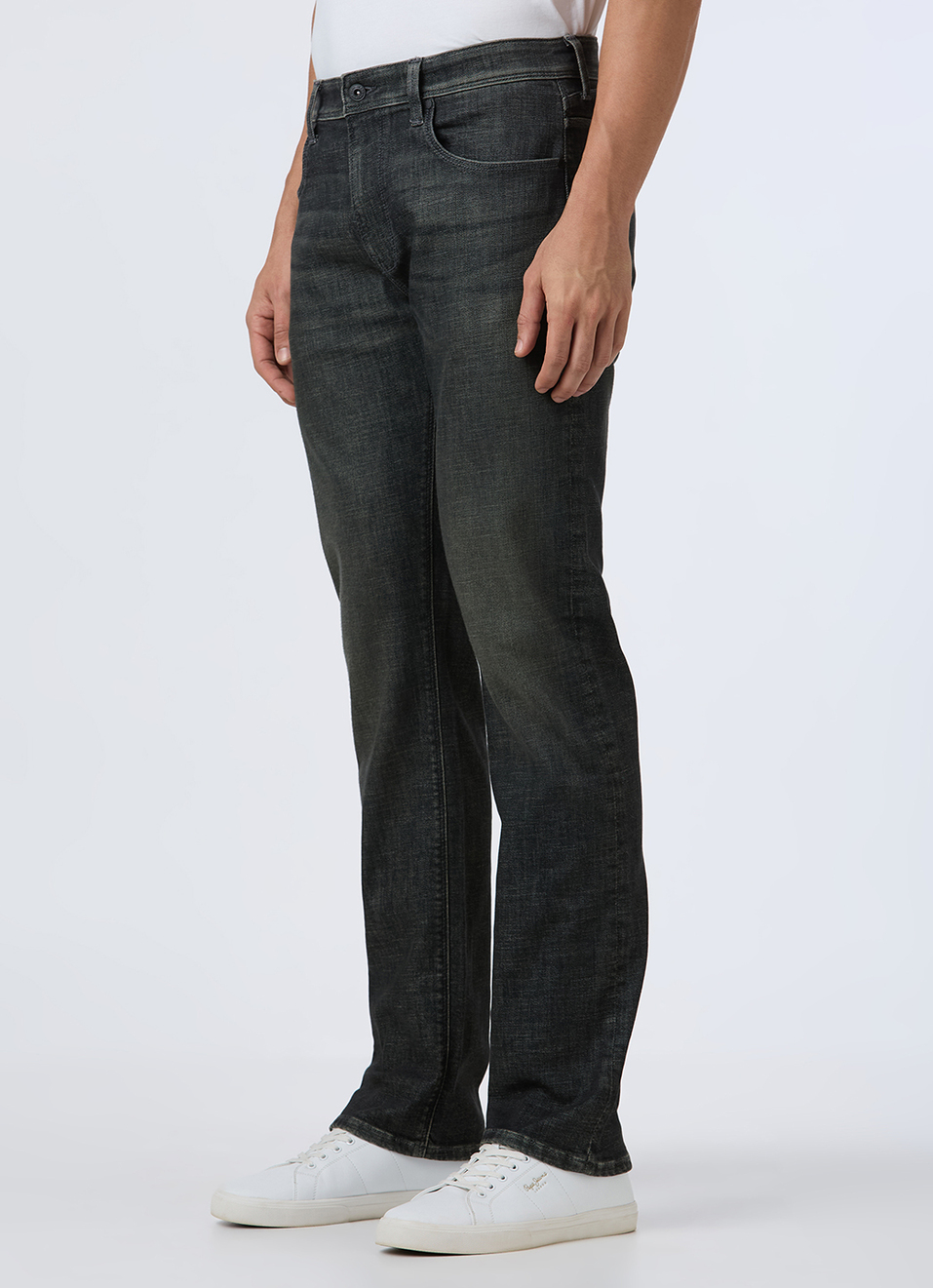 Men Black Mid Rise Straight Fit Powerflex Jeans, , large image number 4