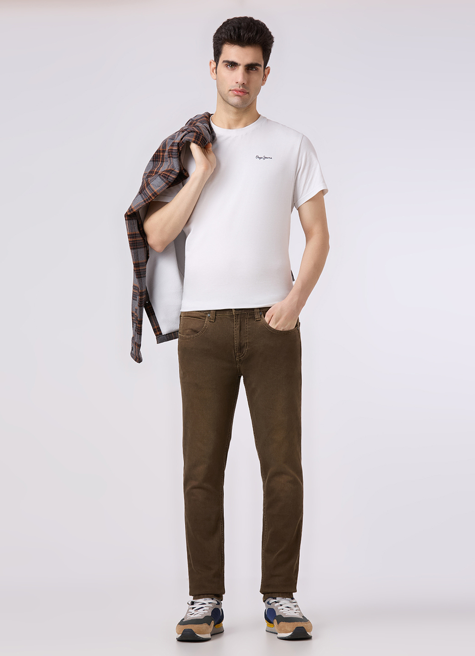 Men Brown Low Rise Slim Fit Stretchable Jeans, , large image number 1