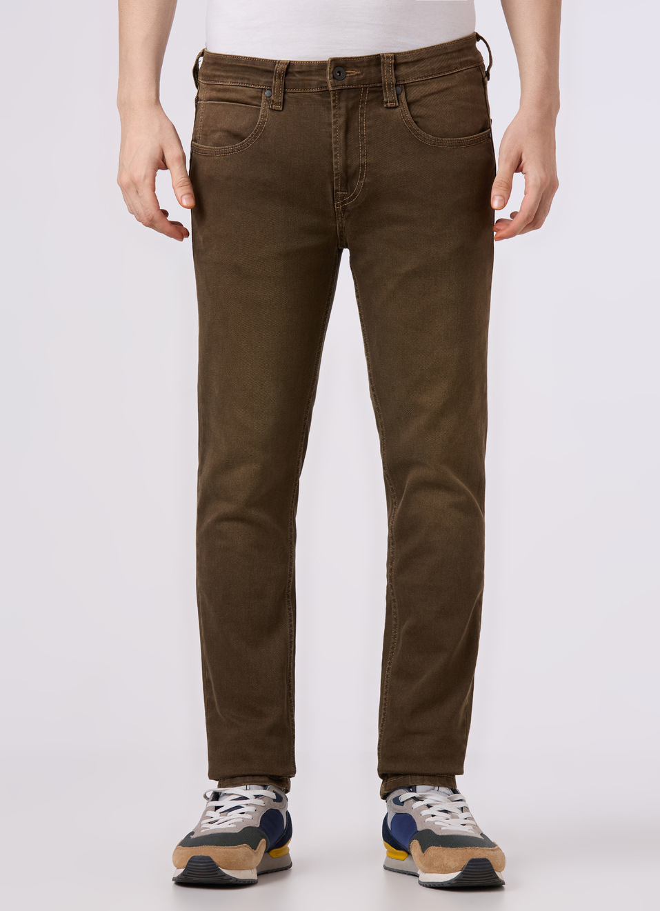 Men Brown Low Rise Slim Fit Stretchable Jeans, , large image number 1